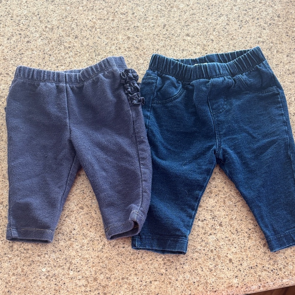 Navy and Charcoal Pull-On Knit Pants - Unbranded